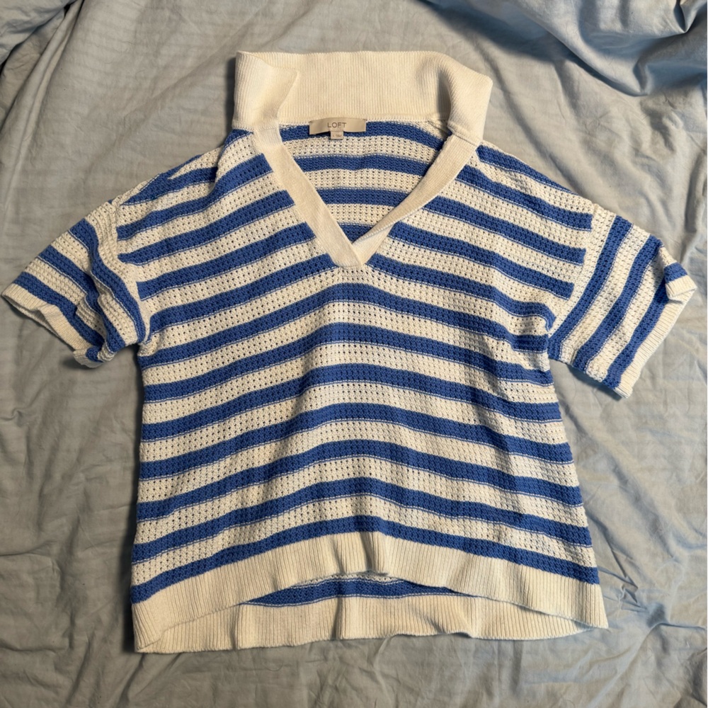 LOFT Size Large Short Sleeve Spring Sweater Shirt Size L
